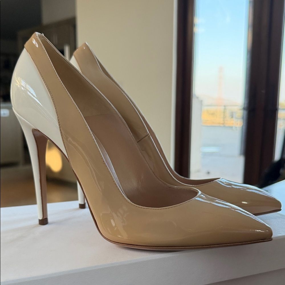 Versace Nude Patent Leather Heels